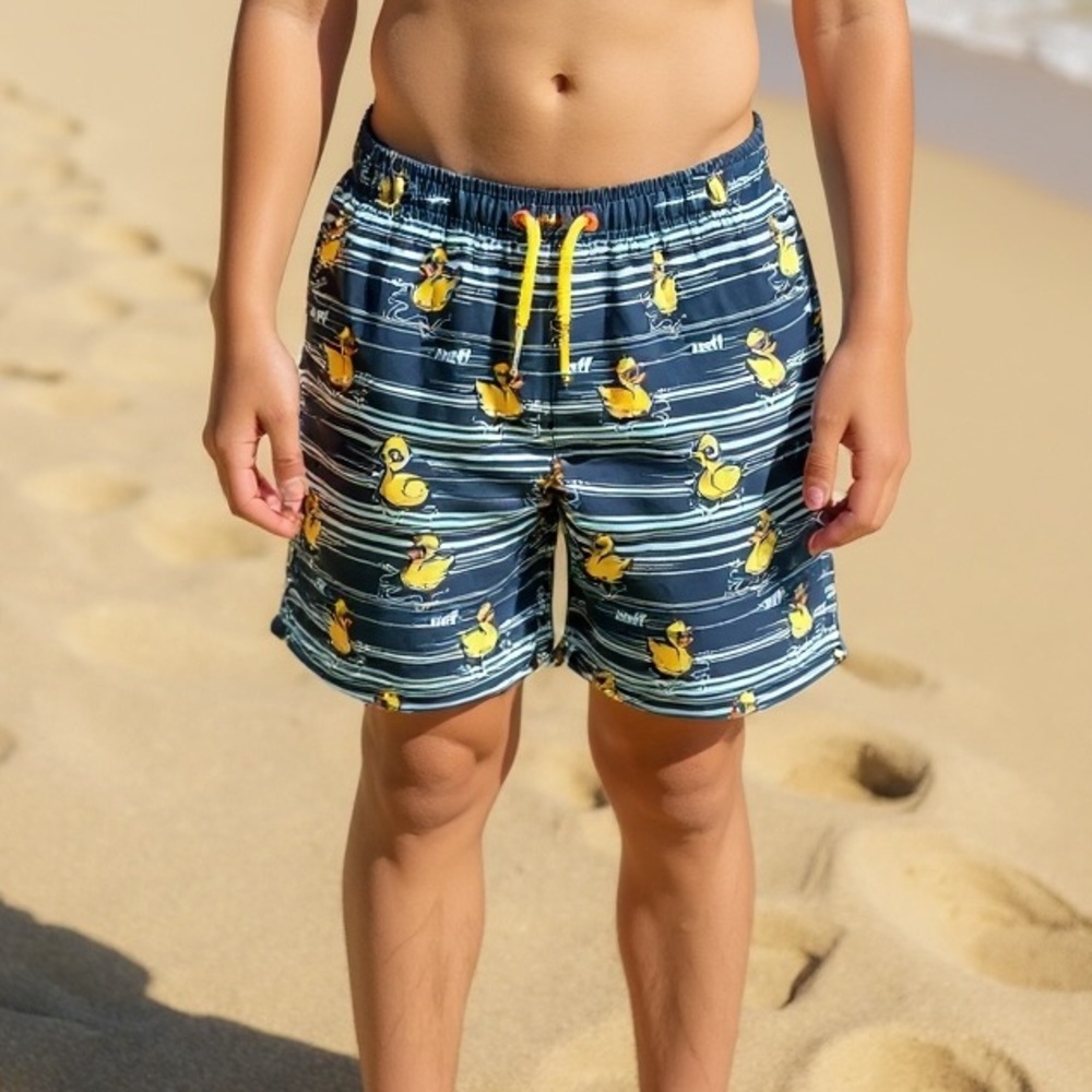 New boys Neff Duck swim trunk shorts and matching top set UPF 50
